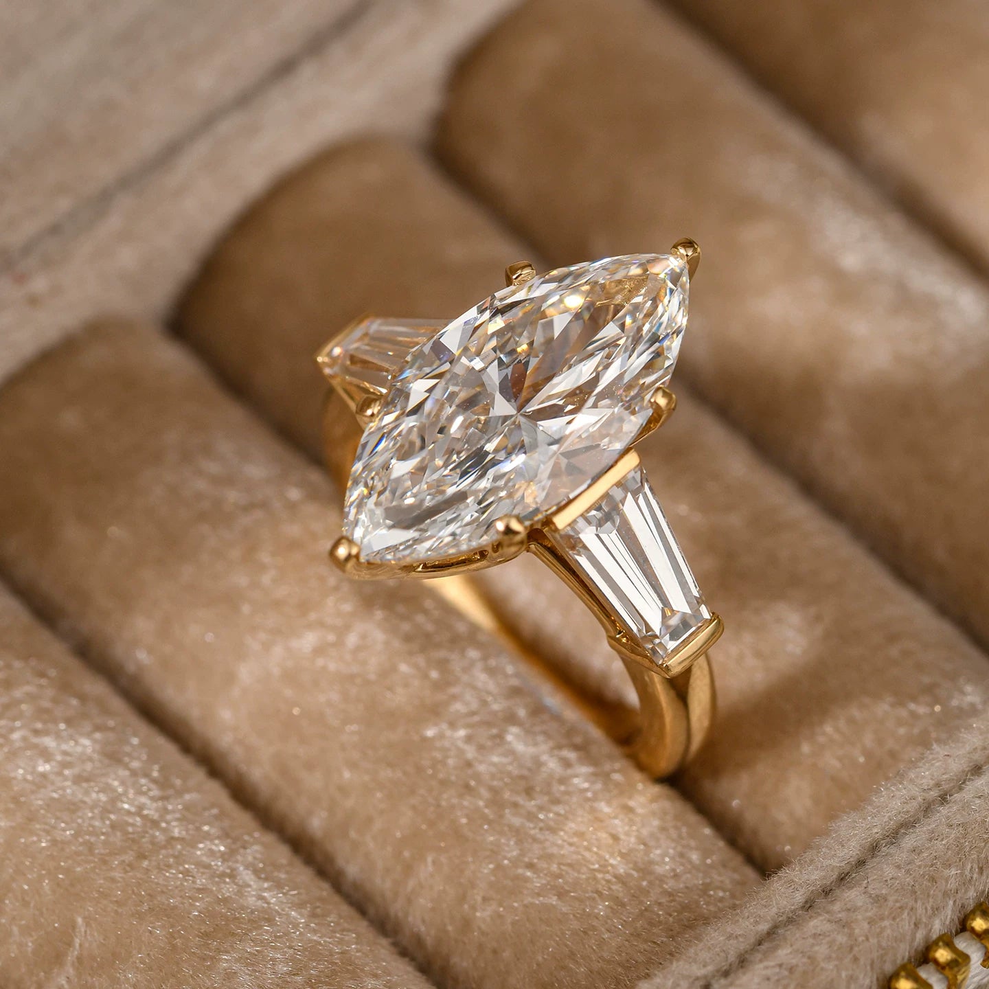 Vintage Marquise Cut Three-Stone 925 Sterling Silver Engagement Ring