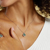 Pear Shape Halo Green Moss Agate Pendant Necklace