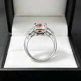 Cushion Cut Padparadscha Sterling Silver Engagement Ring