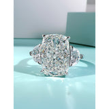 Elongated Cushion Cut Engagement Ring in Sterling Silver