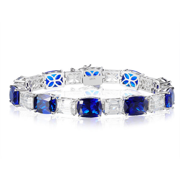 luxurious Royal Blue Tennis Bracelet in Sterling Silver