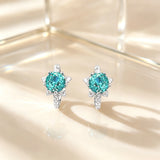 Flower Design Paraiba Color Star Stud Earrings in Sterling Silver