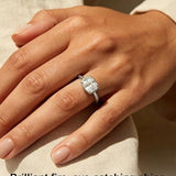 Elongated Cushion Cut Engagement Ring in Sterling Silver