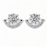Moissanite Sparkling Smile Stud Earrings in Sterling Silver