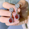 Luxury Ruby Stone Sterling Silver Drop Earrings