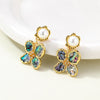 Retro Abalone Flower Pearl Tassel Earrings