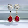 Luxury Ruby Stone Sterling Silver Drop Earrings