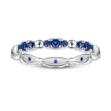 Blue Stone Wedding Band in Sterling Silver