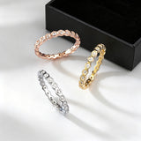 Three-Tone Hexagon Eternity Band in Sterling Silver