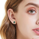 Geometric Green Moss Agate Sterling Silver Stud Earrings