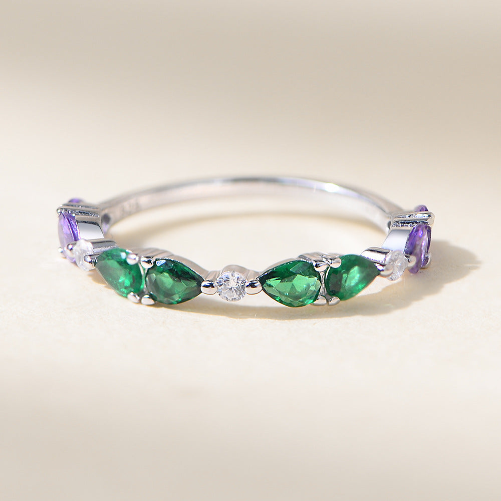 Vintage Colorful Water Drop Sterling Silver Band