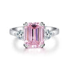 Three Stone Emerald Cut Sterling Silver Ring