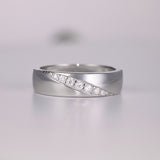 Men's Sterling Silver Moissanite Wide Band Ring with Pave Setting Design