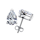Moissanite Pear Cut Solitaire Stud Earrings in Sterling Silver