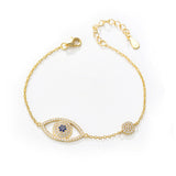 Evil Eye Design Paved Sterling Silver Bracelet