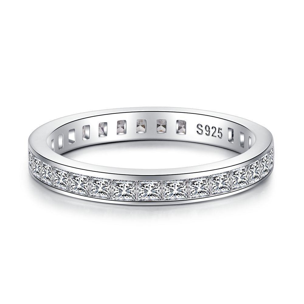 Stackable Minimalist Eternity Wedding Band in Sterling Silver