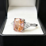 Cushion Cut Padparadscha Sterling Silver Engagement Ring