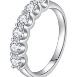 D Color Moissanite Half Eternity Band Ring in Sterling Silver
