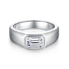 1.0CT Emerald Cut Moissanite Silver Men's Ring Band