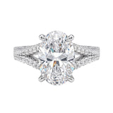 4.5ct Oval Cut Solitaire Engagement Ring with Pavé Band in Sterling Silver