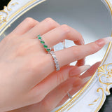 Emerlad Green Eternity Sterling Silver Wedding Band
