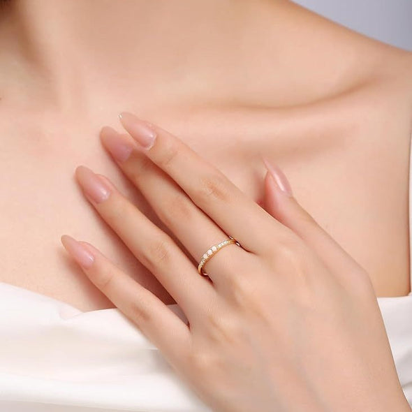 Three Stone Opal Design Sterling Silver Band