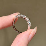 D Color Moissanite Half Eternity Band Ring in Sterling Silver