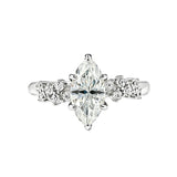 Marquise Cut D Color Moissanite Paved Sterling Silver Engagement Ring