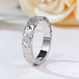 S925 Sterling Silver Minimalist Crystal Texture Couple Ring