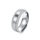 Men's Double Row Sparkling Band Ring in Gold Tone