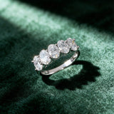 2.5ct Oval Cut Moissanite Eternity Wedding Band in Sterling Silver