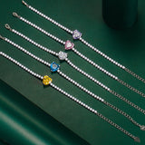 Sweet Heart Cut Tennis Bracelet In Silver Tone