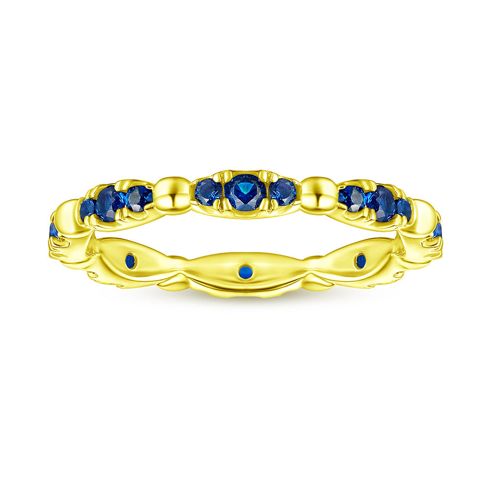 Blue Stone Wedding Band in Sterling Silver