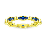 Blue Stone Wedding Band in Sterling Silver