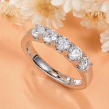 Five Stone 18K White Gold Plated Moissanite Band