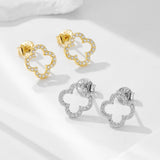 Four-leaf Clover Hollow Design Sterling Silver Earrings