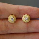 Round Double-Layer Luxurious S925 Sterling Silver Moissanite Stud Earrings
