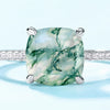 Cushion Shape Natural Green Moss Agate Ring
