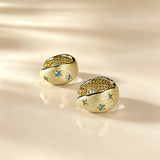 Paraiba Color Starburst Pavé Huggie Earrings in Sterling Silver