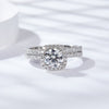 Round Cut D Color Moissanite Sterling Silver Halo Wedding Ring Set