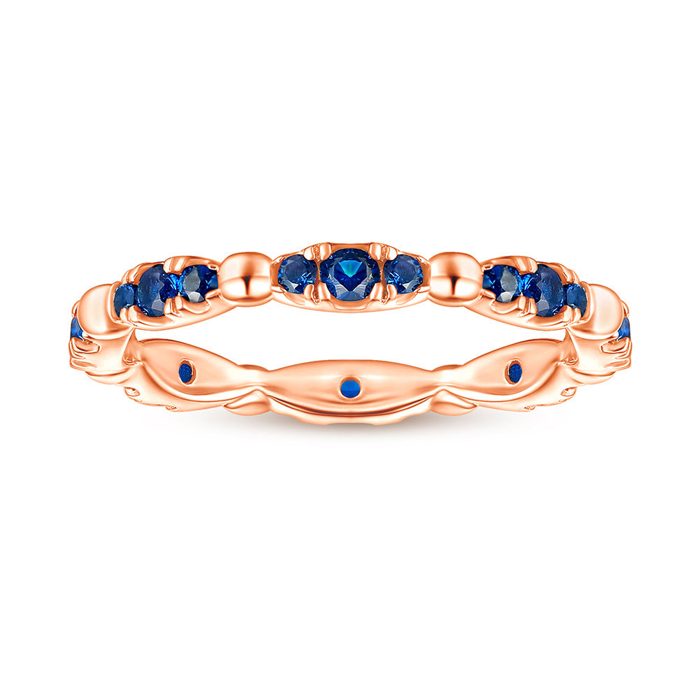 Blue Stone Wedding Band in Sterling Silver