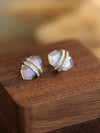 Unique Design Moon Stone Sterling Silver Stud Earrings