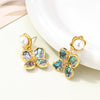 Retro Abalone Flower Pearl Tassel Earrings