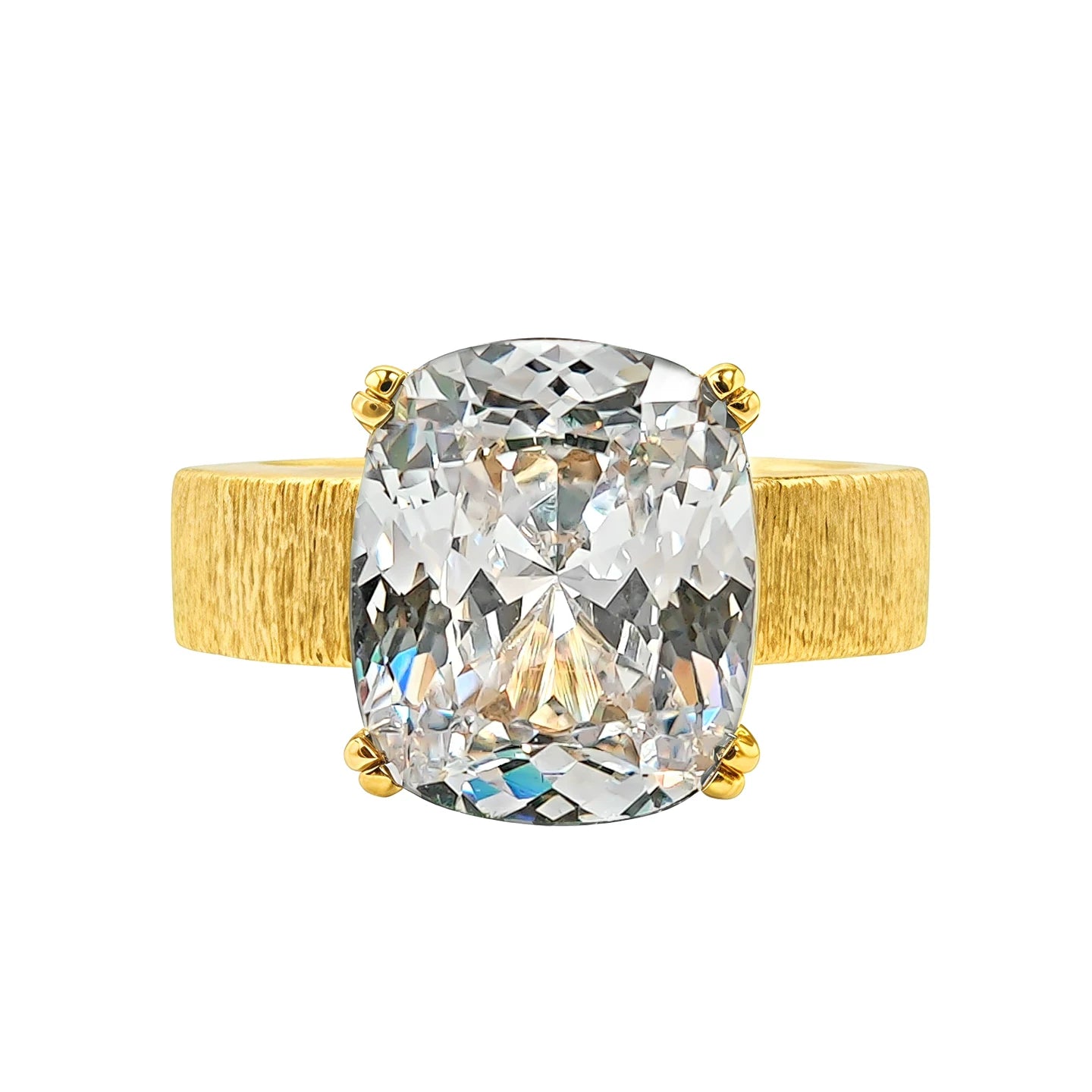 8ct Cushion-Cut Brushed Statement Ring
