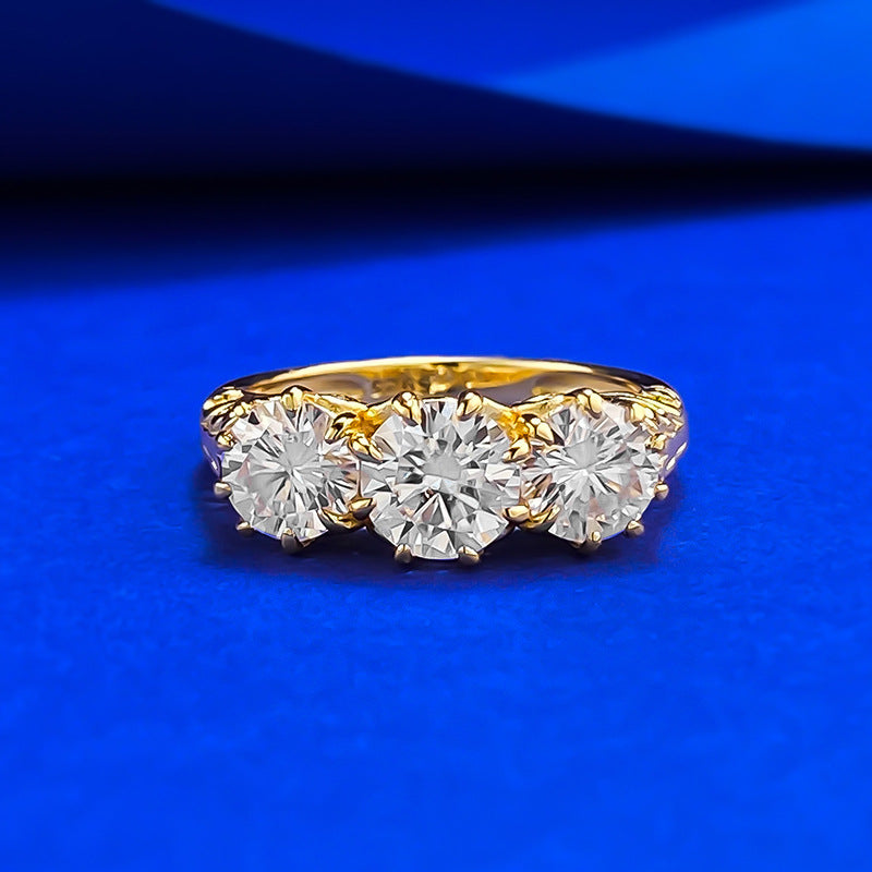 Vintage Engraved D Color Moissanite Sterling Silver Engagement Ring