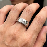 Classic Pure Titanium Couple Ring with Geometric Design