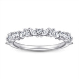 Flower Design Half Eternity Wedding Band in Sterling Silver