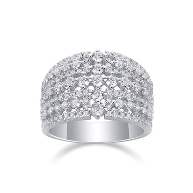 Luxury Moissanite 18K White Gold Plated Sterling Silver Band