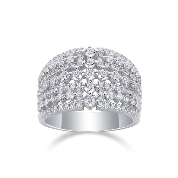 Luxury Moissanite 18K White Gold Plated Sterling Silver Band