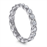 S925 Sterling Silver Wave Design Band with Modern Fashion Style
